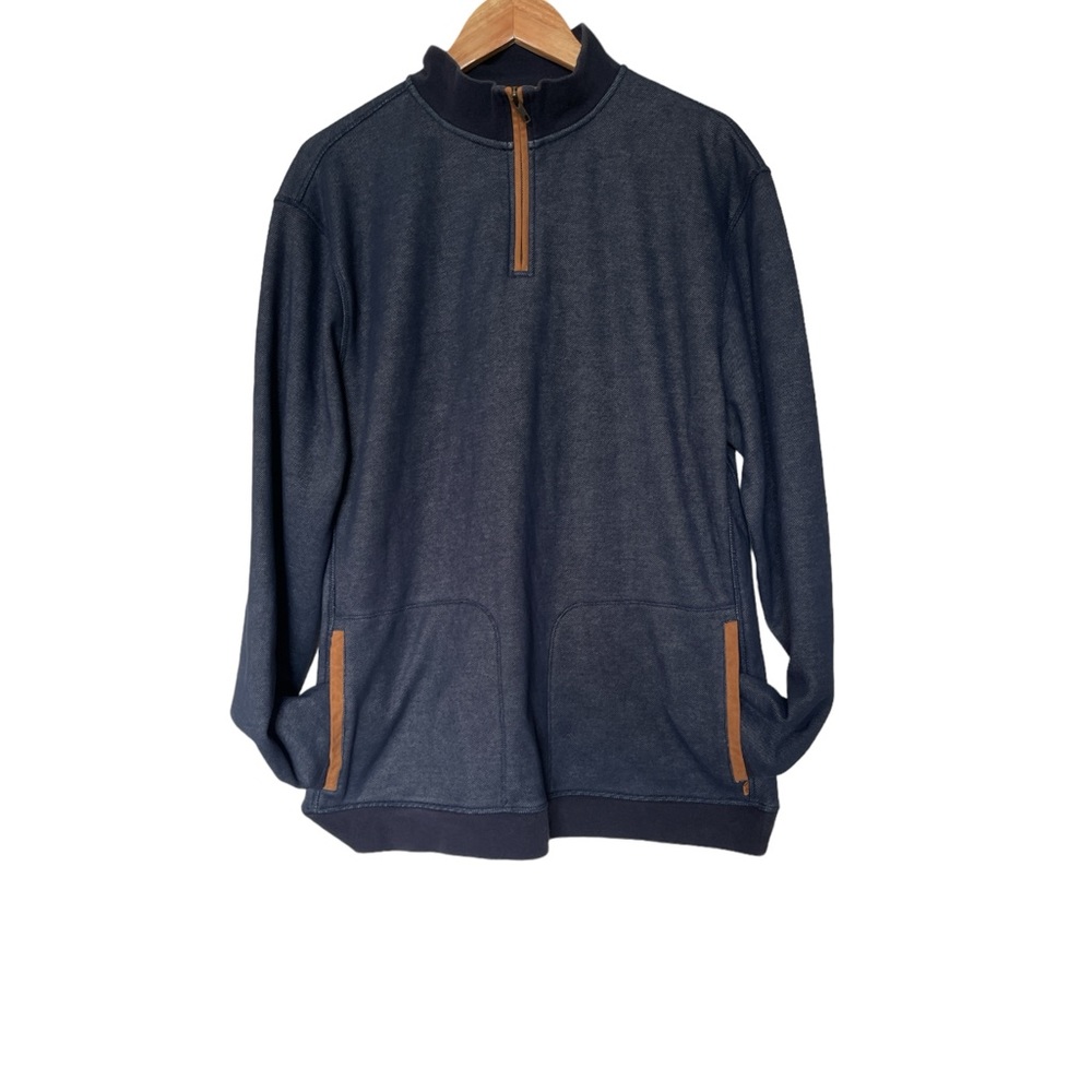Nifty Genius Funnel Neck Blue Quarter Zip Pullover Sweater XL‎ EUC
